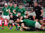 19 October 2019; Kieran Read of New Zealand is tackled by Iain Henderson of Ireland during the 2019 Rugby World Cup Quarter-Final match between New Zealand and Ireland at the Tokyo Stadium in Chofu, Japan. Photo by Brendan Moran/Sportsfile