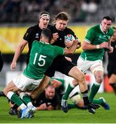 19 October 2019; Jack Goodhue of New Zealand is tackled by Rob Kearney of Ireland during the 2019 Rugby World Cup Quarter-Final match between New Zealand and Ireland at the Tokyo Stadium in Chofu, Japan. Photo by Ramsey Cardy/Sportsfile