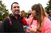 19 October 2019; Ed Mulrooney from Churchtown, Dublin has his face painted during the Great Pink Run with Glanbia, which took place in Dublin’s Phoenix Park on Saturday, October 19th 2019. Over 10,000 men, women and children took part in both the 10K challenge and the 5K fun run across three locations, raising over €600,000 to support Breast Cancer Ireland’s pioneering research and awareness programmes. The Kilkenny Great Pink Run will take place on Sunday, 20th and the inaugural Chicago run took place on October, 5th in Diversey Harbor. For more information go to www.breastcancerireland.com. Photo by Eóin Noonan/Sportsfile
