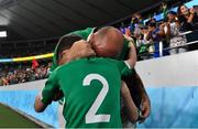 19 October 2019; Rory Best of Ireland hugs his son Ben after the 2019 Rugby World Cup Quarter-Final match between New Zealand and Ireland at the Tokyo Stadium in Chofu, Japan. Photo by Brendan Moran/Sportsfile