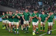 19 October 2019; A dejected Ireland team applaud their fans after the 2019 Rugby World Cup Quarter-Final match between New Zealand and Ireland at the Tokyo Stadium in Chofu, Japan. Photo by Brendan Moran/Sportsfile