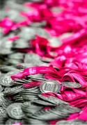 19 October 2019; Participants medals await collection during the Great Pink Run with Glanbia, which took place in Dublin’s Phoenix Park on Saturday, October 19th 2019. Over 10,000 men, women and children took part in both the 10K challenge and the 5K fun run across three locations, raising over €600,000 to support Breast Cancer Ireland’s pioneering research and awareness programmes. The Kilkenny Great Pink Run will take place on Sunday, 20th and the inaugural Chicago run took place on October, 5th in Diversey Harbor. For more information go to www.breastcancerireland.com. Photo by Eóin Noonan/Sportsfile