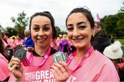 19 October 2019; Rachel Coleman and Gillian Hagan with their medals following the Great Pink Run with Glanbia, which took place in Dublin’s Phoenix Park on Saturday, October 19th 2019. Over 10,000 men, women and children took part in both the 10K challenge and the 5K fun run across three locations, raising over €600,000 to support Breast Cancer Ireland’s pioneering research and awareness programmes. The Kilkenny Great Pink Run will take place on Sunday, 20th and the inaugural Chicago run took place on October, 5th in Diversey Harbor. For more information go to www.breastcancerireland.com. Photo by Eóin Noonan/Sportsfile