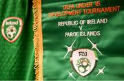 19 October 2019; The match pennant is seen prior to the Under-15 UEFA Development Tournament match between Republic of Ireland and Faroe Islands at Westport in Mayo. Photo by Harry Murphy/Sportsfile
