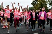 19 October 2019; Participants enjoy the mass warm up ahead of the Great Pink Run with Glanbia, which took place in Dublin’s Phoenix Park on Saturday, October 19th 2019. Over 10,000 men, women and children took part in both the 10K challenge and the 5K fun run across three locations, raising over €600,000 to support Breast Cancer Ireland’s pioneering research and awareness programmes. The Kilkenny Great Pink Run will take place on Sunday, 20th and the inaugural Chicago run took place on October, 5th in Diversey Harbor. For more information go to www.breastcancerireland.com. Photo by Sam Barnes/Sportsfile