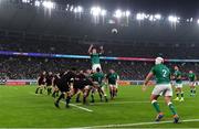 19 October 2019; James Ryan of Ireland wins a lineout during the 2019 Rugby World Cup Quarter-Final match between New Zealand and Ireland at the Tokyo Stadium in Chofu, Japan. Photo by Brendan Moran/Sportsfile