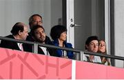 19 October 2019; Golfer Rory McIlroy and his wife Erica, right, look on during the 2019 Rugby World Cup Quarter-Final match between New Zealand and Ireland at the Tokyo Stadium in Chofu, Japan. Photo by Brendan Moran/Sportsfile