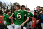 19 October 2019; Adam Nugent of Republic of Ireland celebrates after scoring his side's first goal during the Under-15 UEFA Development Tournament match between Republic of Ireland and Faroe Islands at Westport in Mayo. Photo by Harry Murphy/Sportsfile