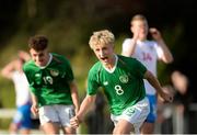 19 October 2019; Sam Curtis of Republic of Ireland celebrates after scoring his side's second goal during the Under-15 UEFA Development Tournament match between Republic of Ireland and Faroe Islands at Westport in Mayo. Photo by Harry Murphy/Sportsfile