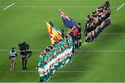 19 October 2019; A general view of the anthems during the 2019 Rugby World Cup Quarter-Final match between New Zealand and Ireland at the Tokyo Stadium in Chofu, Japan. Photo by Juan Gasparini/Sportsfile