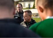 19 October 2019; Republic of Ireland manager Jason Donohue speaks to his players following the Under-15 UEFA Development Tournament match between Republic of Ireland and Faroe Islands at Westport in Mayo. Photo by Harry Murphy/Sportsfile