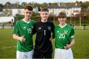 19 October 2019; Republic of Ireland players from Westport, from left, Adam Nugent, Conor Walash and Daniel Kelly following the Under-15 UEFA Development Tournament match between Republic of Ireland and Faroe Islands at Westport in Mayo. Photo by Harry Murphy/Sportsfile