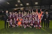 19 October 2019; Kayla Brady captain of Galway WFC lifts the cup as her team-mates celebrate after the Só Hotels Women’s National League Under-17 League Final match between Galway WFC and Wexford Youths at Eamonn Deacy Park in Galway. Photo by Matt Browne/Sportsfile