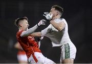 19 October 2019; David Drake of Ballaghaderreen clashes with Cillian O'Connor of Ballintubber during the Mayo County Senior Club Football Championship Final match between Ballaghaderreen and Ballintubber at Elvery's MacHale Park in Castlebar, Mayo. Photo by Harry Murphy/Sportsfile