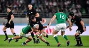 19 October 2019; Scott Barrett of New Zealand is tackled by Josh Van der Flier of Ireland during the 2019 Rugby World Cup Quarter-Final match between New Zealand and Ireland at the Tokyo Stadium in Chofu, Japan. Photo by Brendan Moran/Sportsfile