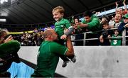 19 October 2019; Ireland captain Rory Best with his son Richie after the 2019 Rugby World Cup Quarter-Final match between New Zealand and Ireland at the Tokyo Stadium in Chofu, Japan. Photo by Brendan Moran/Sportsfile