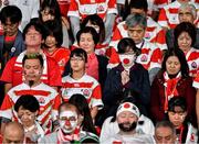 20 October 2019; Japan fans stand for a moment of silence prior to the 2019 Rugby World Cup Quarter-Final match between Japan and South Africa at the Tokyo Stadium in Chofu, Japan. Photo by Brendan Moran/Sportsfile