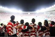 20 October 2019; Japan supporters during the National Anthem ahead of the 2019 Rugby World Cup Quarter-Final match between Japan and South Africa at the Tokyo Stadium in Chofu, Japan. Photo by Ramsey Cardy/Sportsfile