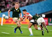 20 October 2019; Rikiya Matsuda of Japan is tackled by Makazole Mapimpi of South Africa during the 2019 Rugby World Cup Quarter-Final match between Japan and South Africa at the Tokyo Stadium in Chofu, Japan. Photo by Brendan Moran/Sportsfile