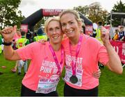 20 October 2019; Anita Bane, left, and Denise Kelly, from Kilkenny, following the Great Pink Run with Glanbia, which took place in Kilkenny Castle Park on Sunday, October 20th 2019. Over 10,000 men, women and children took part in both the 10K challenge and the 5K fun run across three locations, raising over €600,000 to support Breast Cancer Ireland’s pioneering research and awareness programmes. The Dublin Great Pink Run took place on Saturday, 19th October in the Phoenix Park and the inaugural Chicago run took place on October, 5th in Diversey Harbor. For more information go to www.breastcancerireland.com. Photo by Seb Daly/Sportsfile