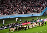20 October 2019; The Japan team bow to supporters following the 2019 Rugby World Cup Quarter-Final match between Japan and South Africa at the Tokyo Stadium in Chofu, Japan. Photo by Ramsey Cardy/Sportsfile