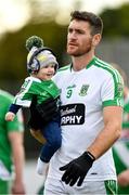 20 October 2019; David Whyte of Moorefield with son Frankie, age 6 months, during the parade prior to the Kildare County Senior Club Football Championship Final match between Moorefield and Sarsfields at St Conleth's Park in Newbridge, Kildare. Photo by Seb Daly/Sportsfile