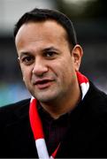 20 October 2019; An Taoiseach Leo Varadkar, T.D. , sporting a St Brigids scarf, arrives for the Dublin County Senior Club Hurling Campionship Final match between Cuala and St Brigids GAA at Parnell Park in Dublin. Photo by Ray McManus/Sportsfile