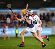 20 October 2019; Diarmaid O'Floinn of Cuala in action against Kevin Callaghan of St Brigids during the Dublin County Senior Club Hurling Campionship Final match between Cuala and St Brigids GAA at Parnell Park in Dublin. Photo by Ray McManus/Sportsfile