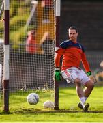 20 October 2019; Tuam Stars goalkeeper Jonathan Trayers watched a Corofin penalty come back off the post during the Galway County Senior Club Football Championship Final match between Corofin and Tuam Stars at Tuam Stadium in Galway. Photo by Stephen McCarthy/Sportsfile