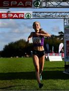 20 October 2019; Grace Carson of Northern Ireland celebrates winning the Junior Women's 4500m XC event during the SPAR Autumn Open International Cross Country Festival at the National Sports Campus Abbotstown in Dublin. Photo by Sam Barnes/Sportsfile