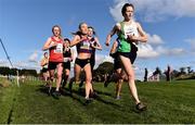 20 October 2019; Athletes from left, Mary Mulhare of Portlaoise A.C., Co. Laois, competing in the Senior Women 6000m XC event, Grace Carson of Northern Ireland, competing in the Junior Women's 4500m XC event, and Una Britton of Kilcoole A.C., Co. Wicklow, competing in the Senior Women's 6000m XC event, during the SPAR Autumn Open International Cross Country Festival at the National Sports Campus Abbotstown in Dublin. Photo by Sam Barnes/Sportsfile