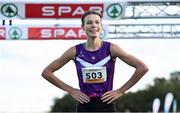 20 October 2019; Abbie Donnelly of England after winning the Senior Women 6000m XC event during the SPAR Autumn Open International Cross Country Festival at the National Sports Campus Abbotstown in Dublin. Photo by Sam Barnes/Sportsfile