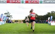 20 October 2019; Mary Mulhare of Portlaoise A.C., Co. Laois, crosses the line to finish third in the Senior Women 6000m XC event during the SPAR Autumn Open International Cross Country Festival at the National Sports Campus Abbotstown in Dublin. Photo by Sam Barnes/Sportsfile