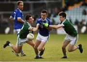 20 October 2019; Eoin McGettigan of Naomh Conaill in action against Odhran McFadden/Ferry and Gary McFadden of Gaoth Dobhair during the Donegal County Senior Club Football Championship Final match between Gaoth Dobhair and Naomh Conaill at Mac Cumhaill Park in Ballybofey, Donegal. Photo by Oliver McVeigh/Sportsfile
