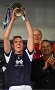 20 October 2019; The Cuala captain Colm Cronin, with An Taoiseach Leo Varadkar, T.D., sporting a St Brigids scarf beside him, lifts the New Ireland Insurance Cup after the Dublin County Senior Club Hurling Campionship Final match between Cuala and St Brigids GAA at Parnell Park in Dublin. Photo by Ray McManus/Sportsfile