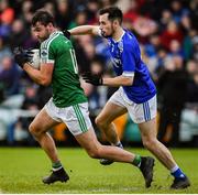 20 October 2019; Odhrán Mac Niallais of Gaoth Dobhair in action against Kevin McGettigan of Naomh Conaill during the Donegal County Senior Club Football Championship Final match between Gaoth Dobhair and Naomh Conaill at Mac Cumhaill Park in Ballybofey, Donegal. Photo by Oliver McVeigh/Sportsfile