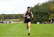 20 October 2019; Keelan Kilrehill of Moy Valley A.C., Co. Mayo, crosses the line to finish second in the Junior Men 6000m XC event during the SPAR Autumn Open International Cross Country Festival at the National Sports Campus Abbotstown in Dublin. Photo by Sam Barnes/Sportsfile