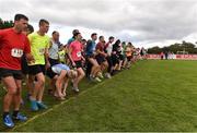 20 October 2019; Participants during the mass warm up ahead of the SPAR Cross Country Xperience at the National Sports Campus Abbotstown in Dublin. Photo by Sam Barnes/Sportsfile