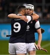 20 October 2019; David Treacy, left, and Colm Cronin of Cuala celebrate after the Dublin County Senior Club Hurling Campionship Final match between Cuala and St Brigids GAA at Parnell Park in Dublin. Photo by Ray McManus/Sportsfile