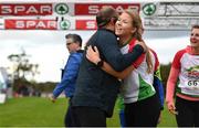 20 October 2019; Runners embrace following the SPAR Cross Country Xperience at the National Sports Campus Abbotstown in Dublin. Photo by Sam Barnes/Sportsfile