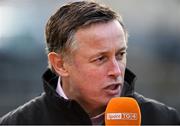 20 October 2019; TG4 presenter Micheál Ó Domhnaill during the Donegal County Senior Club Football Championship Final match between Gaoth Dobhair and Naomh Conaill at Mac Cumhaill Park in Ballybofey, Donegal. Photo by Oliver McVeigh/Sportsfile