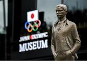 21 October 2019; A statue of Pierre De Coubertin, founder of the International Olympic Committee, is seen outside the Japanese Olympic Museum and the Tokyo Olympic Stadium ahead of the 2020 Tokyo Summer Olympic Games. The Tokyo 2020 Games of the XXXII Olympiad take place from Friday 24th July to Sunday 9th August 2020 in Tokyo, Japan, the second Summer Olympics Games to be held in Tokyo, the first being 1964. Photo by Ramsey Cardy/Sportsfile