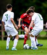 21 October 2019; Kevin Zefi of Republic of Ireland scores his side's third goal during the Under-15 UEFA Development Tournament match between Republic of Ireland and Luxembourg at Ballina Town FC in Mayo. Photo by Piaras Ó Mídheach/Sportsfile