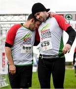 20 October 2019; Joao Luna, left, and Dean Higgins cross the finish line during the SPAR Cross Country Xperience at the National Sports Campus Abbotstown in Dublin. Photo by Sam Barnes/Sportsfile