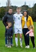 21 October 2019; Cathal Heffernan of Republic of Ireland with his parents Rob and Marian and siblings Regan and Tara after the Under-15 UEFA Development Tournament match between Republic of Ireland and Luxembourg at Ballina Town FC in Mayo. Photo by Piaras Ó Mídheach/Sportsfile