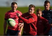 21 October 2019; Neil Cronin, watched by team-mates Nick McCarthy, Craig Casey and Shane Daly, during Munster Rugby squad training at the University of Limerick in Limerick. Photo by Diarmuid Greene/Sportsfile