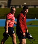 21 October 2019; Keynan Knox, left, and Josh Wycherley arrive for Munster Rugby squad training at the University of Limerick in Limerick. Photo by Diarmuid Greene/Sportsfile