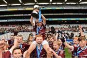 22 October 2019; Scoil Maelruain SNS Old Bawn Tallaght captain Luke Collins celebrates with his team-mates after the match between Scoil Maelruain SNS Old Bawn Tallaght and St Oliver Plunkett NS Malahide during day one of the Allianz Cumann na mBunscol finals at Croke Park in Dublin. Photo by Matt Browne/Sportsfile