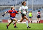 22 October 2019; Tara Walsh of St Patrick's GNS Hollypark Blackrock in action against Amelia McKay of Belgrove Senior GNS Clontarf in the match between St Patrick's GNS Hollypark Blackrock and Belgrove Senior GNS Clontarf during day one of the Allianz Cumann na mBunscol finals at Croke Park in Dublin. Photo by Matt Browne/Sportsfile