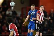 22 October 2019; David Parkhouse of Derry City in action against Ciaran Kelly of St Patrick's Athletic during the SSE Airtricity League Premier Division match between Derry City and St Patrick's Athletic at Ryan McBride Brandywell Stadium in Derry. Photo by Oliver McVeigh/Sportsfile